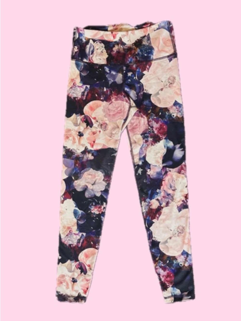 Old Navy Girls Active Floral Print Leggings - Pink & Navy | SIZE YOUTH M